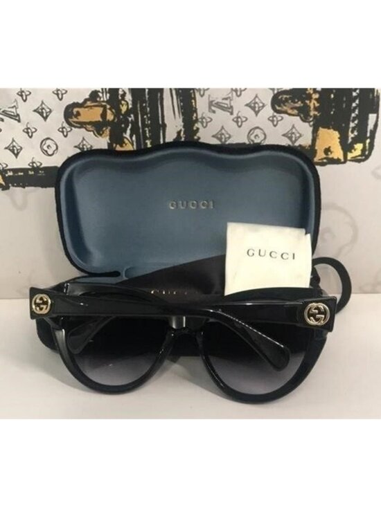 New Authentic Gucci GG0877S 001 Black Soft Cat-Eye Sunglasses Grey Gradient Lens main image 9